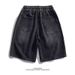 Men's Clothing Drawstring Elastic Waist Ripped Denim Shorts Street Fashion Straight Large Size Casual Five Point Mid Length Pants_mkmklike.com