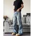 Men's Clothing Retro Flared Handsome Light Blue Jeans Men's Trendy Brand Drape Trousers Trend_mkmklike.com