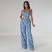 Women's Clothing Autumn And Winter Denim Jacquard Suit Nightclub Wrap Top Wide Leg Pants Suit_mkmklike.com