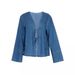Women's Clothing Women's Denim Shirt New Style Lace Up Versatile Long Sleeved Pocket Washed Denim Shirt Jacket_mkmklike.com