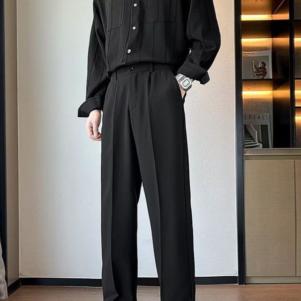 Men's Clothing Casual Trousers Men Spring And Autumn New Loose Straight Wide Leg Drape Pants Boys Casual Trousers Men's Trousers_mkmklike.com
