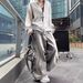 Unisex Distressed Washed Gray Splatter Paint Jeans – Vintage Loose Fit Wide-Leg Denim Pants With Artistic Spray Effect_mkmklike.com