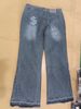 Men's Clothing Letter Element 2026High Street Washed Distressed Frayed Edge Denim Jeans 2026 Unique Casual Straight Leg Pants Fashion Cross Border_mkmklike.com