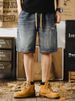 Summer Thin Stretch Men's Slim Fit Jeans Trendy Casual Mid Length Five Point Pants High Street Style For Youth_mkmklike.com