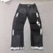 Men's Clothing European And American Men's Y2K Patchwork Painted Star Hot Stamped Straight Leg Jeans_mkmklike.com