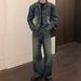 Men's Korean Style Distressed Straight Leg Jeans Loose Fit Casual High Street Retro Wide Leg Trousers_mkmklike.com
