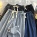 Women's Clothing Smoky Gray Jeans, Unisex, Chic, Loose Fitting, Straight Leg, High Street, Versatile, Spring/summer._mkmklike.com