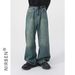 Men's Clothing color wide leg pants straight loose straight washed white jeans for men and women_mkmklike.com