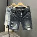Men's 2026 Harem Denim Shorts Trendy Brand Casual Wide Leg Mid-Length Pants Standard Thickness Slight Stretch Polyester_mkmklike.com