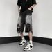 Men's Clothing Semi Elastic Jeans Ripped High Street Fashion Hiphop Street Hip Hop Retro Distressed Casual Shorts_mkmklike.com