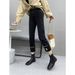 Women's Clothing new large size trousers chain letter straight pants high waist slim all match jeans _mkmklike.com