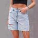 Women's Clothing Denim Shorts Years Summer New Street Fashion Washed Hole Side Split Jeans 3291_mkmklike.com