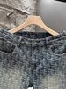 Men's Retro Jacquard Denim Shorts Summer Design Washed Five Point High Street Cool Stylish Athletic Pants_mkmklike.com