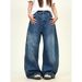 Gothic Rose Embroidered Flared Jeans For Women & Men – Vintage Washed Wide-Leg Denim Pants With Unique Scimitar Stitch Design_mkmklike.com