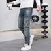 BOY BOY Autumn Winter European Version Trendy Fashion Blue Jeans Men's Pants High-end One-piece Dropshipping_mkmklike.com