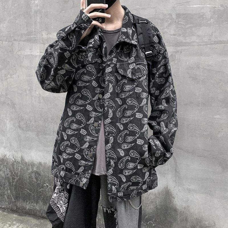 Loom Ins Dark European American High Street Hip-Hop Trendy Brand Couple Loose Casual Denim Jacket Coat Men's Spring And_mkmklike.com