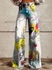 Ladies Eye‑Catching Y2k Flare Bottoms, Vintage Washed Star All‑Over Print High Waist Wide Leg Pants, Multiple Available Hues_mkmklike.com