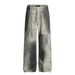 Men's Clothing Python Pattern Dirty Dye Personality Washed Raw Edge Jeans Straight Leg Pants_mkmklike.com