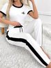 Women's Printed Short-Sleeve Top & Drawstring Pants Set - Stylish Summer Loungewear-D_mkmklike.com