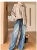 K Casual Jeans Women's Straight Leg Loose Long Pants. No Belt Or Other Accessories_mkmklike.com
