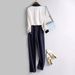 Women's Clothing temperament professional fashion suit women autumn contrast shirt casual long pants two piece suit_mkmklike.com