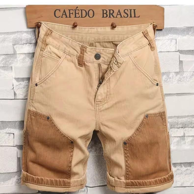 Men's Clothing Casual Cargo Shorts - Light Brown Cotton Stretch Workwear Shorts For Streetwear & Daily Wear (Sizes 28-36)_mkmklike.com