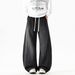 Unisex Vintage Washed Denim Pants – Elastic Drawstring Waist, Wide Leg & Slight Flare (S-3XL) – 90s Hip Hop Street Style_mkmklike.com