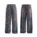 American Heavy Industry Chain Print Jeans 2025 Summer Punk Hot Girl Hip Hop Floor-Length Pants_mkmklike.com