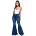 Women's High-Waisted Flared Jeans - Stretch Denim Bootcut Pants In 10 Colors (White/Black/Navy/Blue/Mocha/Brown/Pink/Burgundy/Purple)_mkmklike.com