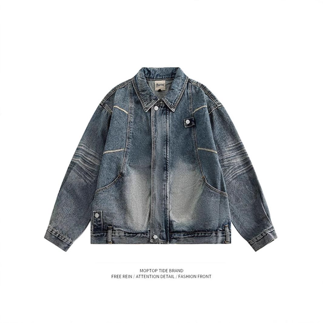 American For Men In Spring Autumn, With A Cool And Stylish Design. High Street Fashion Brand Workwear Denim Jacket,_mkmklike.com