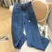 Women's Clothing Autumn New Blue Design Niche Jeans Women's High Waist Slim All Match Straight Wide Leg Pants_mkmklike.com