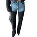 High-Waisted Straight-Leg Jeans – Contrast Panels & Slim Fit_mkmklike.com