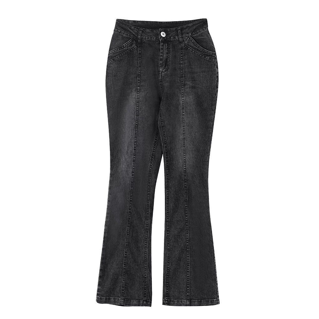 Women's Denim Low Waist Broken Bone Flared Trousers_mkmklike.com
