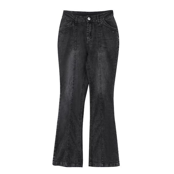 Women's Denim Low Waist Broken Bone Flared Trousers_mkmklike.com