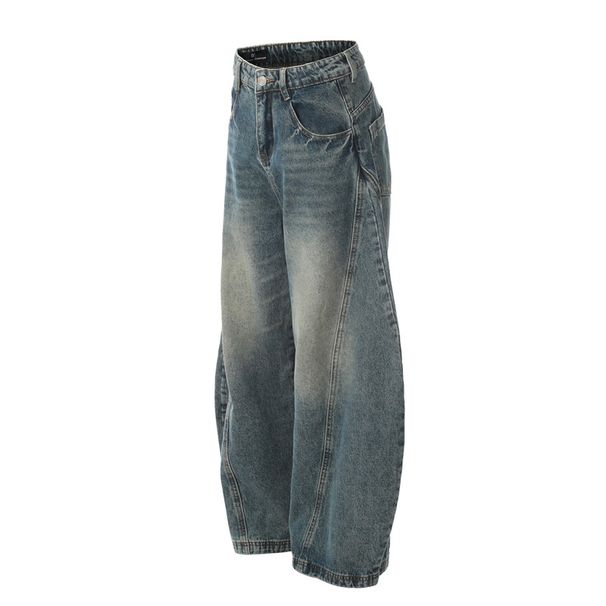 Men's Clothing Retro Scimitar Pants Men's Niche Design Wide Leg Loose Handsome Jeans Couple Pants_mkmklike.com