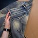Unisex American Style Hip Hop Lightning Bolt Pattern Denim Capri Shorts Retro Washed Loose Wide Leg Cross Border Men's Clothing_mkmklike.com
