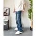 Men's Clothing Original New Dark Blue Washed Cleanfit Loose Straight Versatile Jeans_mkmklike.com