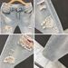 Broken Hole Jeans Men's 2025 Summer New Brand Thin Slim Fit Small Foot Trendy Rolled Edge Nine Part Casual Pants_mkmklike.com