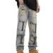 Men's Vintage Distressed Denim Jeans | 90s Baggy Streetwear Pants | Oversized Straight-Leg Relaxed Fit | Y2K Grunge Aesthetic_mkmklike.com