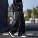 Washed Denim Jeans – Vintage Fade Straight Leg Pants For Men, Relaxed Fit With Drawstring Waist (Retro Blue/Black Grey/Smoke Grey)_mkmklike.com