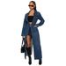 "Stylish Long Sleeve Denim Duster Coat With Pockets - Oversized Open Front Jacket For Women, Streetwear Fashion, S/M/L/XL/2XL"_mkmklike.com