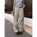 Men's Clothing Vintage Cargo Jeans For Men & Women - Relaxed Fit Straight Leg Cotton Trousers With Large Pockets, Casual Streetwear, Khaki_mkmklike.com