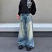 Men's Vintage Distressed Jeans – Relaxed Fit Straight-Leg Denim With Whisker & Crease Details (S-Xxxl, Mid-Rise, Cotton Blend, Streetwear)_mkmklike.com