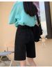 K Cowboy Retro Denim Shorts Women's New High Waisted Straight Leg Five Quarter Pants Loose Wide Leg Shorts_mkmklike.com