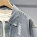 Foreign Trade High Street Distressed Denim Men's Trendy Printed Casual Jacket Spring And Autumn American Style Loose_mkmklike.com