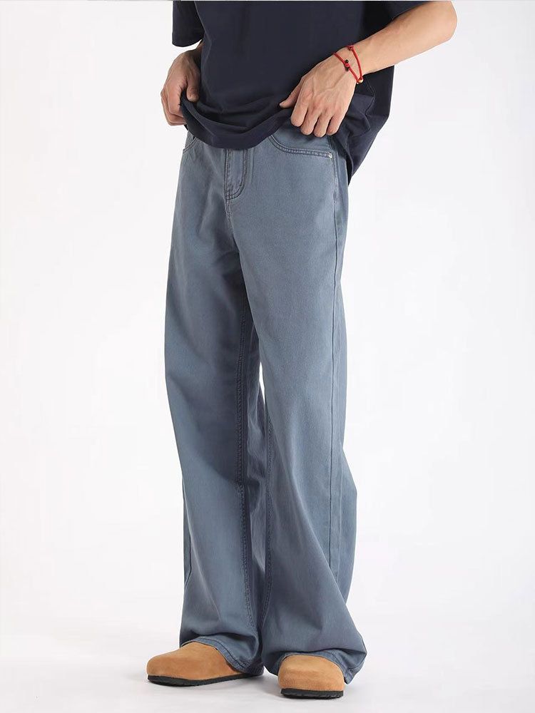 Vintage Washed Straight-Leg Jeans – Unisex High Waist Clean Fit Denim Pants (S-XXL, Classic & Earth Tones)_mkmklike.com