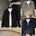 Men's Stand Collar New Spring Autumn Fashion Versatile Light Luxury Solid Color Trendy Casual Jacket Sweatshirt Coat_mkmklike.com
