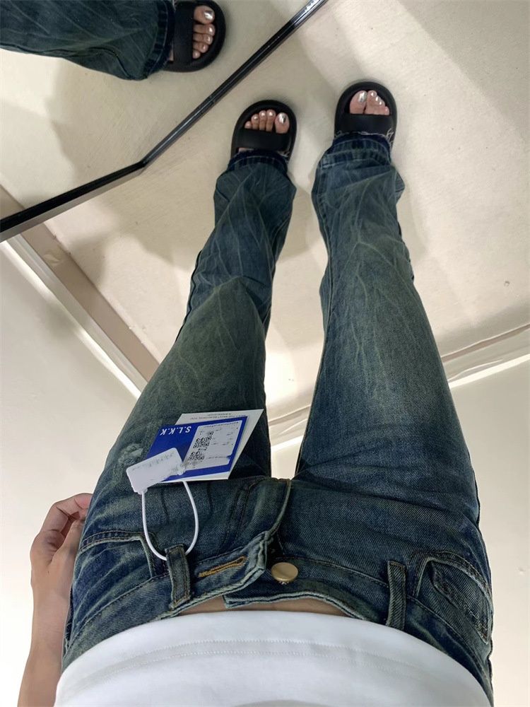 Spring Autumn Embroidered High Waisted Flared Jeans For Petite Women Casual Fashion Office Lady Style Cotton Denim_mkmklike.com