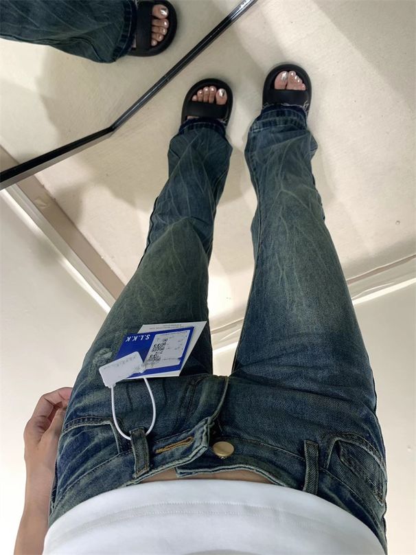 Spring Autumn Embroidered High Waisted Flared Jeans For Petite Women Casual Fashion Office Lady Style Cotton Denim_mkmklike.com