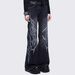 Gothic Dark Style New European And American Jeans With High-waisted Flared Legs, Winter Clothing, Cross-border Harajuku_mkmklike.com